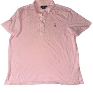 Ralph Lauren Knit Oxford Polo Shirt Men's XL Pink Short Sleeve Embroidered Pony